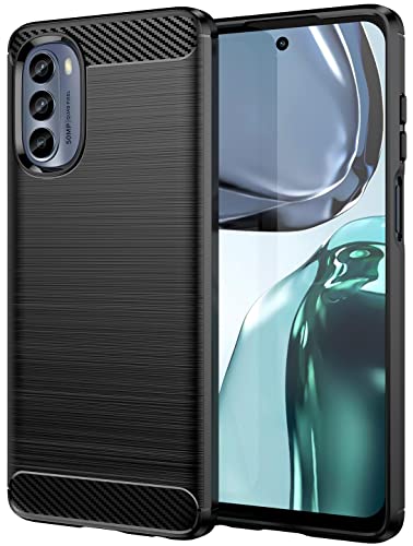 Folmecket Motorola Moto G62 5G Hülle, Karbonfaser, Kratzfest, stoßdämpfend, weiche TPU-Gummi-Schutzhülle für Motorola Moto G62 5G (2022) 6,5 Zoll Schwarz von Folmecket
