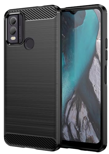 Folmecket Nokia C22 Hülle, Karbonfaser, Kratzfest, stoßdämpfend, weiche TPU-Gummi-Schutzhülle für Nokia C22 (2023) 6,5 Zoll Schwarz von Folmecket