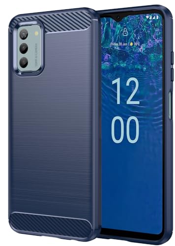 Folmecket Nokia G42 5G/G22 5G/G310 Hülle, Karbonfaser, Kratzfest, stoßdämpfend, weiche TPU-Gummi-Schutzhülle für Nokia G42 5G/G22 5G/G310 6,56 Zoll Blau von Folmecket