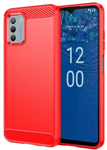Folmecket Nokia G42 5G/G22 5G/G310 Hülle, Karbonfaser, Kratzfest, stoßdämpfend, weiche TPU-Gummi-Schutzhülle für Nokia G42 5G/G22 5G/G310 6,56 Zoll Rot von Folmecket