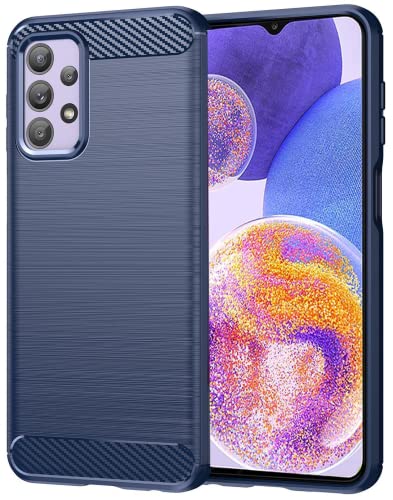 Folmecket Samsung Galaxy A23 Hülle, Karbonfaser, Kratzfest, stoßdämpfend, weiche TPU-Gummi-Schutzhülle für Samsung Galaxy A23/M13/M23/F23 6,6 Zoll, Blau von Folmecket