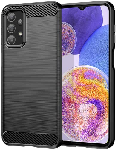 Folmecket Samsung Galaxy A23 Hülle, Karbonfaser, Kratzfest, stoßdämpfend, weiche TPU-Gummi-Schutzhülle für Samsung Galaxy A23/M13/M23/F23 6,6 Zoll, Schwarz von Folmecket