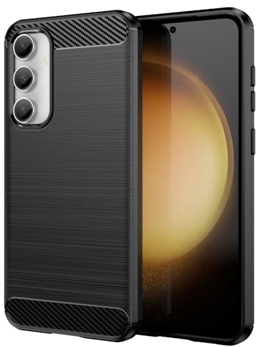 Folmecket Samsung Galaxy S23 FE 5G Hülle, Karbonfaser, Kratzfest, stoßdämpfend, weiche TPU-Gummi-Schutzhülle für Galaxy S23 FE 5G (2023) 6,4 Zoll Schwarz von Folmecket