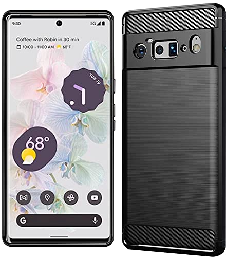 Folmecket Schutzhülle für Google Pixel 6 Pro, Karbonfaser, Kratzfest, stoßdämpfend, weiches TPU-Gummi, Schutzhülle für Google Pixel 6 Pro Hülle 6,7 Zoll (Pixel 6 Pro Schwarz) von Folmecket