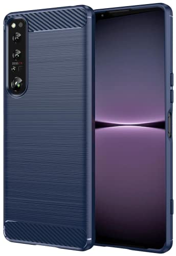 Folmecket Sony Xperia 1 IV Hülle, Karbonfaser, Kratzfest, stoßdämpfend, weiche TPU-Gummi-Schutzhülle für Sony Xperia 1 IV Zoll, Blau von Folmecket