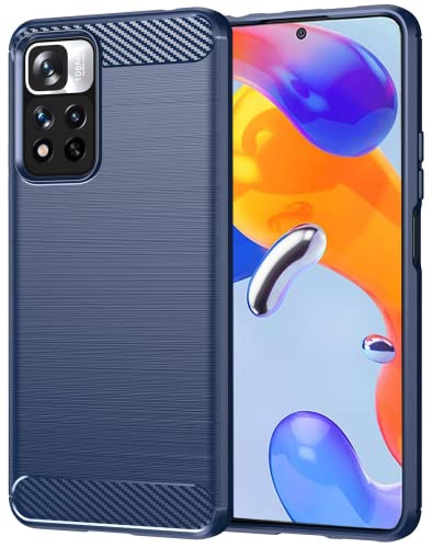 Folmecket Xiaomi Redmi Note 11 Pro/Pro 5G Hülle, Karbonfaser, Kratzfest, stoßdämpfend, weiche TPU-Gummi-Schutzhülle für Xiaomi Redmi Note 11 Pro 5G 6,67 Zoll, Blau von Folmecket