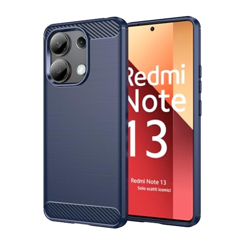 Folmecket Xiaomi Redmi Note 13 4G, Karbonfaser, Kratzfest, stoßdämpfend, weiche TPU-Gummi-Schutzhülle für Xiaomi Redmi Note 13 4G 6.67" Zoll Blau von Folmecket