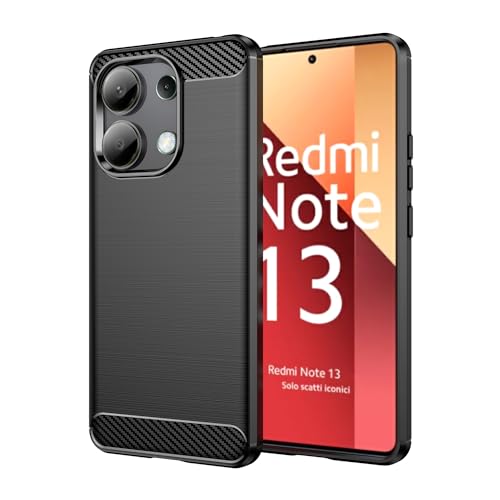 Folmecket Xiaomi Redmi Note 13 4G, Karbonfaser, Kratzfest, stoßdämpfend, weiche TPU-Gummi-Schutzhülle für Xiaomi Redmi Note 13 4G 6.67" Zoll Schwarz von Folmecket