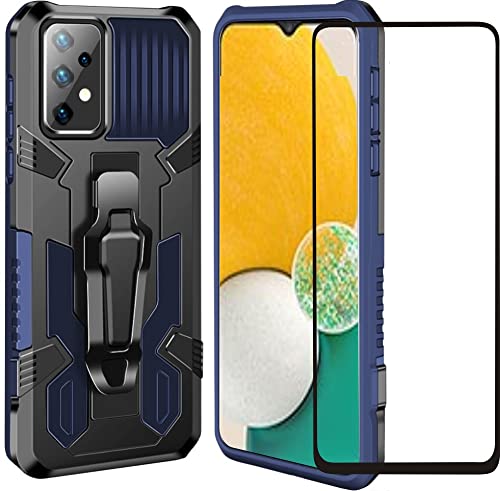 Samsung Galaxy A13 5G,A13 4G, M13 5G, A04S Hülle,Folmeckat mit HD-Displayschutzfolie, Militärqualität, mit Gürtelclip und Ständer, Schutzhülle für Galaxy A13 4G, 6,6 Zoll, Blau von Folmecket