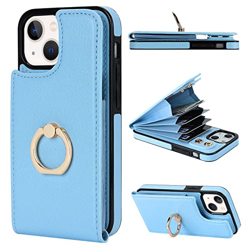 Folosu Kompatibel mit iPhone 13 Mini Hülle Brieftasche mit Kartenhalter, 360° Drehung Fingerringhalter Kickstand Schutz RFID Blockierung PU Leder Doppelknöpfe Flip Stoßfeste Abdeckung 5,4 Zoll Blau Folosu Kompatibel mit iPhone 13 Mini Hülle Brieftasche mit Kartenhalter, 360° Drehung Fingerringhalter Kickstand Schutz RFID Blockierung PU Leder Doppelknöpfe Flip Stoßfeste Abdeckung 5,4 Zoll Blau von Folosu