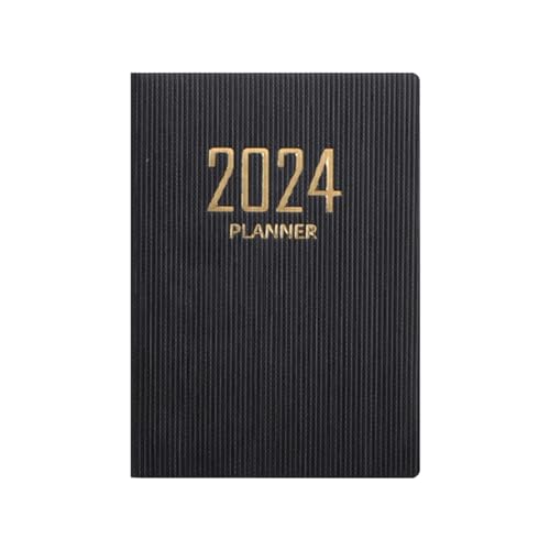 Folpus Arbeitsplan-Notizbuch, Tagesplaner, undatiert, 2024, Monatsplaner, Lernnotizbuch, Schwarz von Folpus