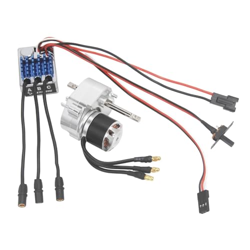 Folpus Bürstenloser Motormetallgetriebe ESC Combo 23222600KV Motor für 1/12 RC -Auto -Stury Reparatur Easy Installieren Sie RC -Zubehör für MN78, Silber Sm3.0 von Folpus