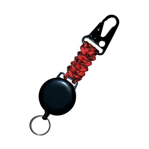 Folpus Einziehbarer Schlüsselanhänger mit Karabiner, Ausweishalter, Ausweishalter, für Kletterer, Männer und Frauen, rot schwarz von Folpus