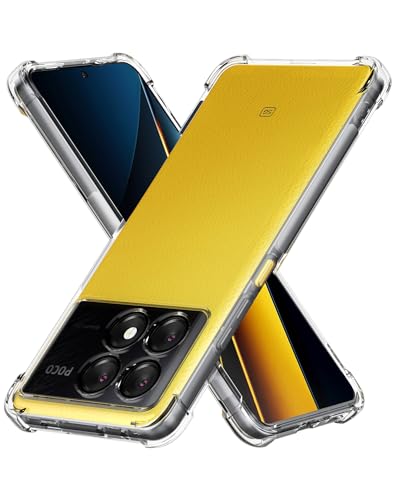 Foluu Für Xiaomi Poco X6 Pro Hülle, Für Poco X6 Pro 5G Handyhülle klar, Kratzfest Verstärkte Ecken TPU Gummi Weiche Haut Silikon Schutzhülle für Xiaomi Poco X6 Pro 5G 2024 (Kristallklar) von Foluu
