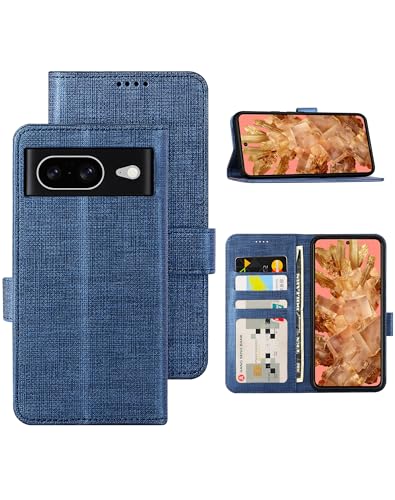 Foluu Handyhülle für Google Pixel 8 Hülle, Brieftaschen-Hülle [Premium Leder] [Standfunktion] [Kartenfach] [Magnetverschluss] TPU Bumper Stoßfeste Klapphüllen für Google Pixel 8 2023 (Blau) von Foluu
