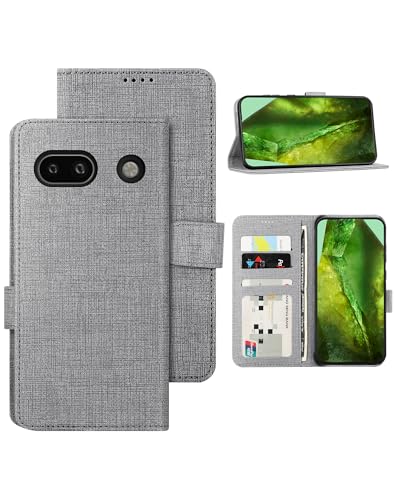 Foluu Handyhülle für Google Pixel 8a Hülle, Brieftaschen-Hülle [Premium Leder] [Standfunktion] [Kartenfach] [Magnetverschluss] TPU Bumper Stoßfeste Klapphüllen für Google Pixel 8a 2024 (Grau) von Foluu