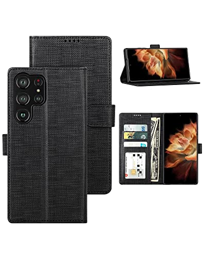 Foluu Handyhülle für Samsung Galaxy S23 Ultra Hülle, Brieftaschen-Hülle [Premium Leder] [Standfunktion] [Kartenfach] [Magnetverschluss] TPU Bumper Stoßfeste Klapphüllen für S23 Ultra 2023 (Grau) von Foluu