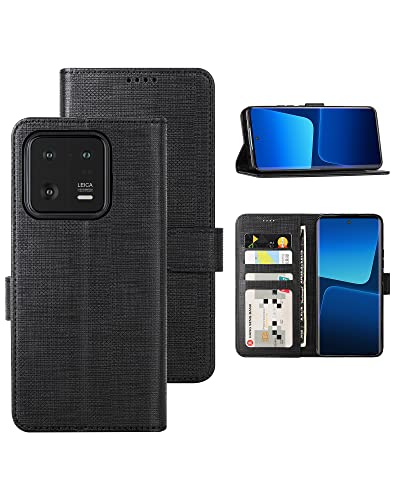 Foluu Handyhülle für Xiaomi 13 Pro Hülle, Brieftaschen-Hülle [Premium Leder] [Standfunktion] [Kartenfach] [Magnetverschluss] TPU Bumper Stoßfeste Klapphüllen für Xiaomi 13 Pro 5G 2023 (Schwarz) von Foluu