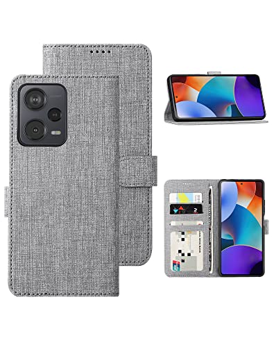 Foluu Handyhülle für Xiaomi Redmi Note 12 Pro Plus/Pro+ 5G Hülle, [Standfunktion] [Kartenfach] [Magnetverschluss] TPU Bumper Stoßfeste Klapphüllen für Redmi Note 12 Pro Plus 5G 2023 (Grau) von Foluu