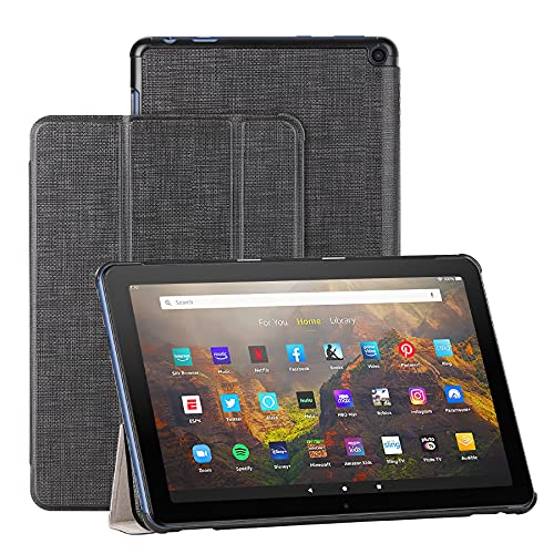 Foluu Hülle für Fire HD 10/Fire HD 10 Plus 2021, Auto Sleep/Wake Magnetic dünn leicht mit dreifach faltbarem Ständer Smart PU Schutzhülle für Amazon Fire HD 10 Tablet 11. Generation 2021 (schwarz) von Foluu