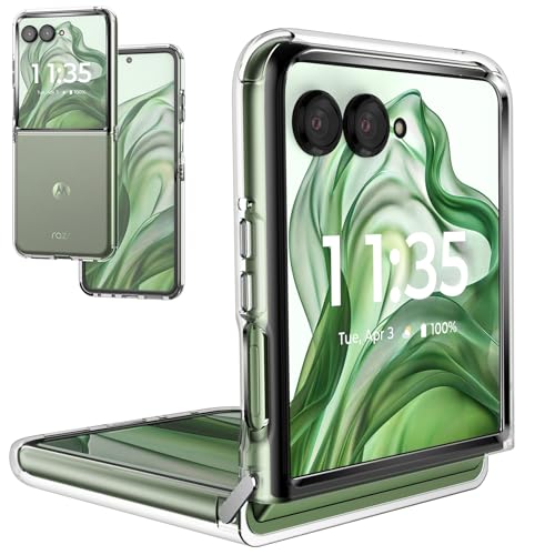 Foluu Klare Hülle für Motorola Razr 50 Ultra 2024 mit Metalllaschen Halten Zwei Stücke Scharnierschutz Slim Fit Kratzfest TPU Silikon Stoßfest Schutzhülle für Moto Razr 50 Ultra 2024 von Foluu