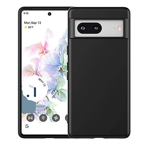 Foluu Liquid Silicone Case für Google Pixel 7 Hülle, Silikon stoßfeste Handyhülle mit [weichem, kratzfestem Mikrofaserfutter] für Google Pixel 7 2022 (Schwarz) von Foluu