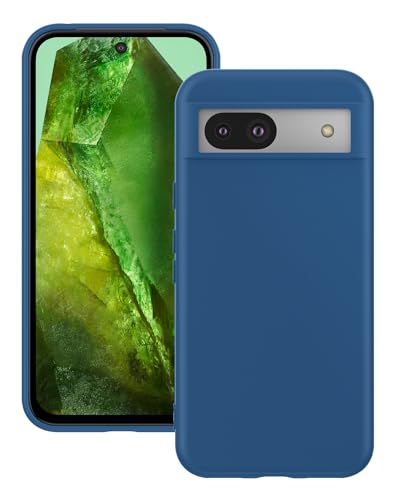 Foluu Liquid Silicone Case für Google Pixel 8a Hülle, Silikon stoßfeste Handyhülle mit [weichem, kratzfestem Mikrofaserfutter] für Google Pixel 8a 2024 (Blau) von Foluu