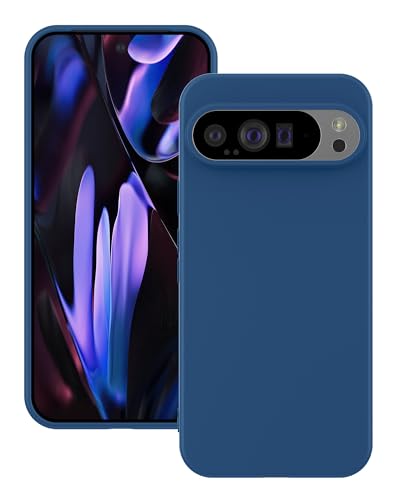 Foluu Liquid Silicone Case für Google Pixel 9 Pro XL Hülle, Silikon stoßfeste Handyhülle mit [weichem, kratzfestem Mikrofaserfutter] für Google Pixel 9 Pro XL 2024 (Blau) von Foluu