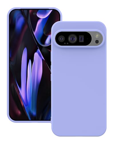 Foluu Liquid Silicone Case für Google Pixel 9 Pro XL Hülle, Silikon stoßfeste Handyhülle mit [weichem, kratzfestem Mikrofaserfutter] für Google Pixel 9 Pro XL 2024 (Lila) von Foluu