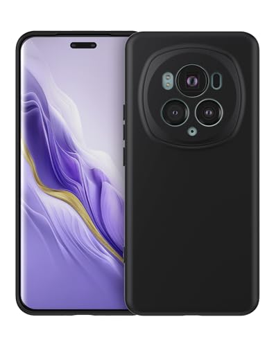 Foluu Liquid Silicone Case für Honor Magic6 Pro 5G Hülle, Silikon stoßfeste Handyhülle mit [weichem, kratzfestem Mikrofaserfutter] für Honor Magic 6 Pro 5G 2024 (Schwarz) von Foluu