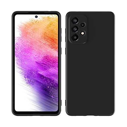 Foluu Liquid Silicone Case für Samsung Galaxy A73 5G Hülle, Silikon stoßfeste Handyhülle mit [weichem, kratzfestem Mikrofaserfutter] für Samsung Galaxy A73 5G 2022 (Schwarz) von Foluu