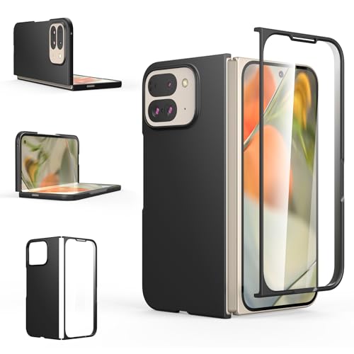 Foluu Schutzhülle für Google Pixel 9 Pro Fold, mit integriertem Displayschutz vorne, ultradünn, Slim Fit, matt, PC-Schutzhülle für Google Pixel 9 Pro Fold 2024 (Schwarz) von Foluu