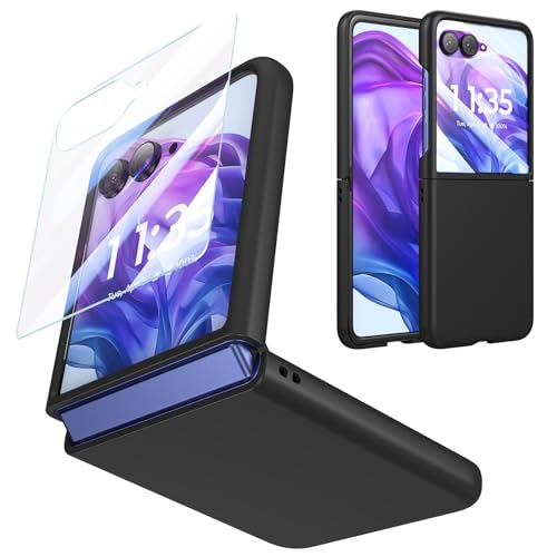 Foluu Schutzhülle für Motorola Razr 50 Ultra, mit integriertem Displayschutz vorne, ultradünn, Slim Fit, matt, PC-Schutzhülle für Motorola Razr 50 Ultra 2024 (Schwarz) von Foluu
