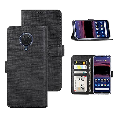 Foluu Schutzhülle für Nokia G20 Hülle, Nokia G20 Flip/Folio Cover Wallet Magnetverschluss Kartenfächer Bargeld Halter Ständer Kickstand TPU Bumper stoßfest Schutzhülle für Nokia G20 2021 (schwarz) von Foluu