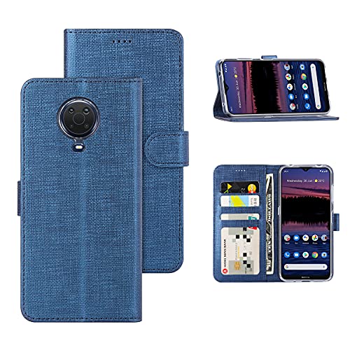 Foluu Schutzhülle für Nokia G20 Hülle, Nokia G20 Flip/Folio Cover Wallet Magnetverschluss Kartenfächer Bargeld Halter Ständer Kickstand TPU Bumper stoßfest Schutzhülle für Nokia G20 2021(Blau) von Foluu