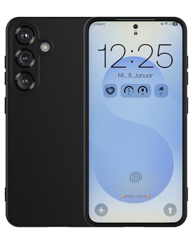 Foluu Schutzhülle für Samsung Galaxy S25 Plus 5G 2025 (schwarz) aus stoßfestem Silikon mit weichem Mikrofaser-Futter gegen Kratzer von Foluu
