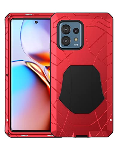 Foluu für Motorola Edge 40 Pro Hülle, Metall-Telefonhülle Aluminium Metall Stoßfest Bumper Case Weiche Gummi Silikon Military Heavy Duty Hard Case für Motorola Edge 40 Pro 2023 (Rot) von Foluu