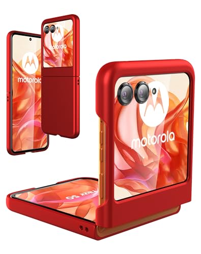 Foluu für Motorola Razr 50 2024 Hülle [not for 50 Ultra], Moto Razr 50 Slim Handyhülle, Ultra dünn Folable Matt PC mit Anti-Rutsch Grip Schutzhülle für Motorola Razr 50 2024 (Rot) von Foluu