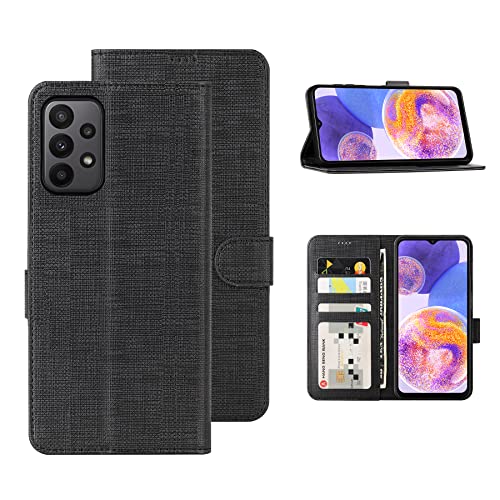 Foluu für Samsung Galaxy A23 5G Hülle, Flip/Folio Cover Wallet Magnetverschluss Kartenfächer Bargeld Halter Ständer TPU Bumper stoßfest Schutzhülle für Samsung Galaxy A23 5G 2022 (Schwarz) von Foluu