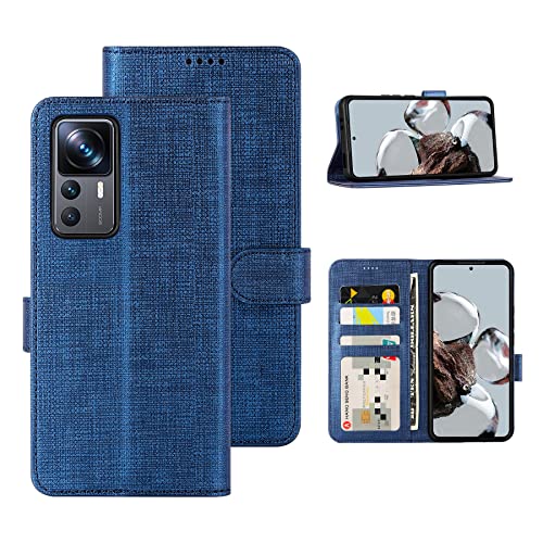 Foluu für Xiaomi 12T Pro/Xiaomi 12T Hülle, Brieftaschen-Hülle [Premium Leder] [Standfunktion] [Kartenfach] [Magnetverschluss] TPU Bumper Stoßfeste Klapphüllen für Xiaomi 12T Pro/12T 2022 (Blau) von Foluu