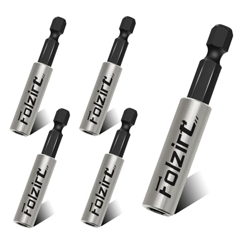 Folzirt 60mm stark magnetischer Schnellwechsel Bithalter für Akkuschrauber, 5 Stück Edelstahl Bit Verlängerung für Schlagschrauber, 1/4" Sechskantschaft Bit Halterung, Trockenbau Bits Aufsatz Folzirt 60mm stark magnetischer Schnellwechsel Bithalter für Akkuschrauber, 5 Stück Edelstahl Bit Verlängerung für Schlagschrauber, 1/4" Sechskantschaft Bit Halterung, Trockenbau Bits Aufsatz von Folzirt