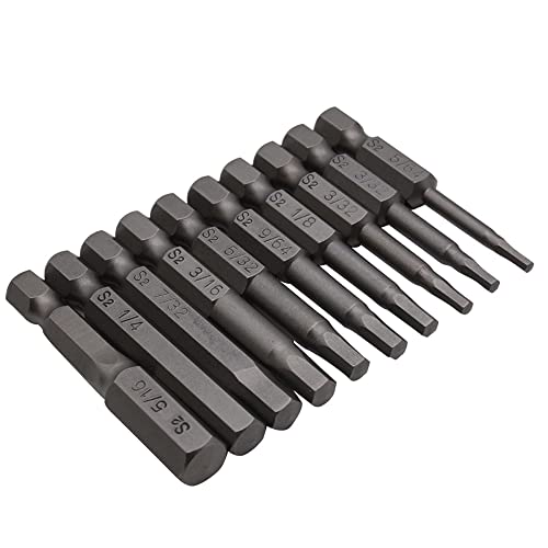 Fongmore 10 Stück 50 mm 1/4 Zoll Sechskantschaft S2 Stahl Sechskant-Schraubendreherkopf Handschlüssel Inbus-Bohrer-Set 5/64-5/16 Sechskant-Bohrer-Set magnetisch von Fongmore