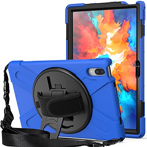 FONREST Robuste Schutzhülle für Lenovo Tab P11 Pro 2020 (TB-J706F/J706L), 11,5-Zoll Hybrid-Fall mit Ständer, Handgriff, Schultergurt, PC + Silikonschale Abdeckung(Blau) von Fonrest