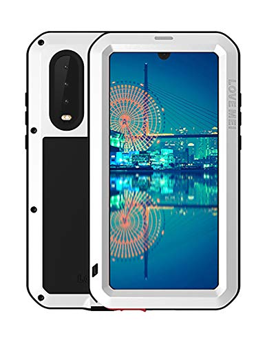 Fonrest Ganzkörper Hülle für Huawei P30, Love MEI 6,1-Zoll Schwerlast Hybride Aluminium Metall Stoßfest Schneesicher Staubdicht Case mit Hartglas, Unterstützt Wireless Charging (Weiß) von Fonrest