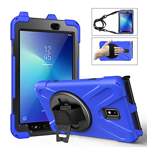 Fonrest Schwerlast Hülle für Samsung Galaxy Tab Active 2 8.0-Zoll T390/T395/T397, Hybrid Stoßfest Fall mit 360° drehbar Handgriff, Ständer, Schulter Gurt, S-Stift Halter (Blau) von Fonrest