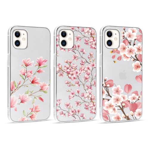 Foonary 3 Stück Hülle für Apple iPhone 11 6,1", Handyhülle mit Aesthetic Blume Muster Motiv Design Slim Case, Ultra Dünn Weiches Silikon Stoßfest Kratzfest Bumper Schutzhülle Cover, Blume02 von Foonary