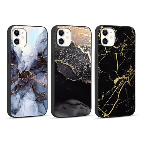 Foonary 3 Stück Hülle für Apple iPhone 12/iPhone 12 Pro 6,1", Handyhülle mit Aesthetic Muster Motiv Design Slim Case, Ultra Dünn Weiches Silikon Stoßfest Kratzfest Bumper Schutzhülle Cover, Marmor 02 von Foonary