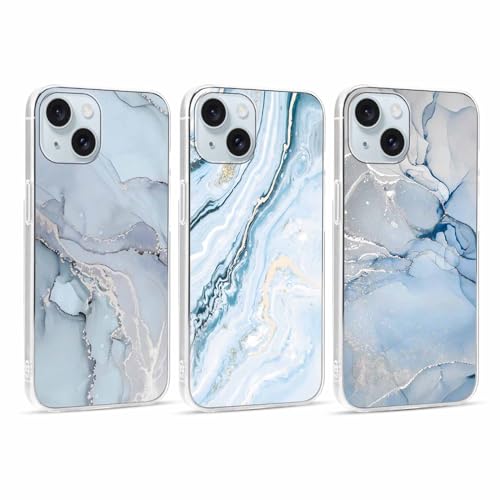 Foonary 3 Stück Hülle für Apple iPhone 15 6,1", Handyhülle mit Aesthetic Marmor Muster Motiv Design Case, Silikon Bumper Schutzhülle Cover für iPhone 15, Marmor 10 von Foonary