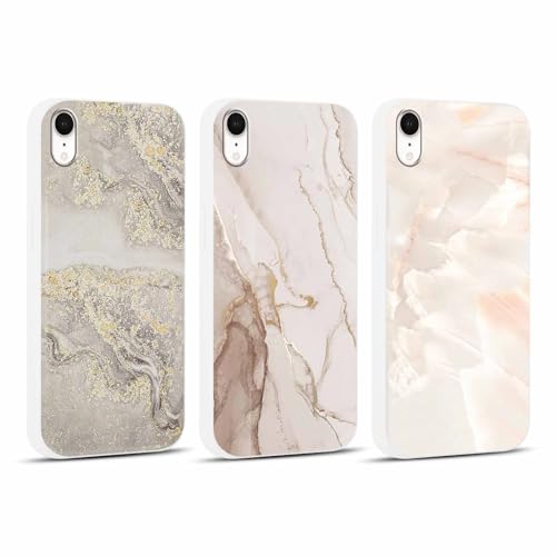 Foonary 3 Stück Hülle für Apple iPhone XR 6,1", Handyhülle mit Aesthetic Muster Motiv Design Case, Silikon Bumper Schutzhülle Cover für iPhone XR,Marmor 03 von Foonary