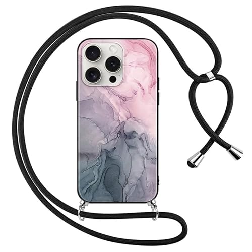 Foonary Handykette Hülle mit Band für Samsung Galaxy A54 5G 6,4" Handyhülle, Aesthetic Kette Necklace Case mit Kordel zum Umhängen Silikon Bumper Schutzhülle Cover Schnur für Samsung A54 5G, Marmor 4 von Foonary